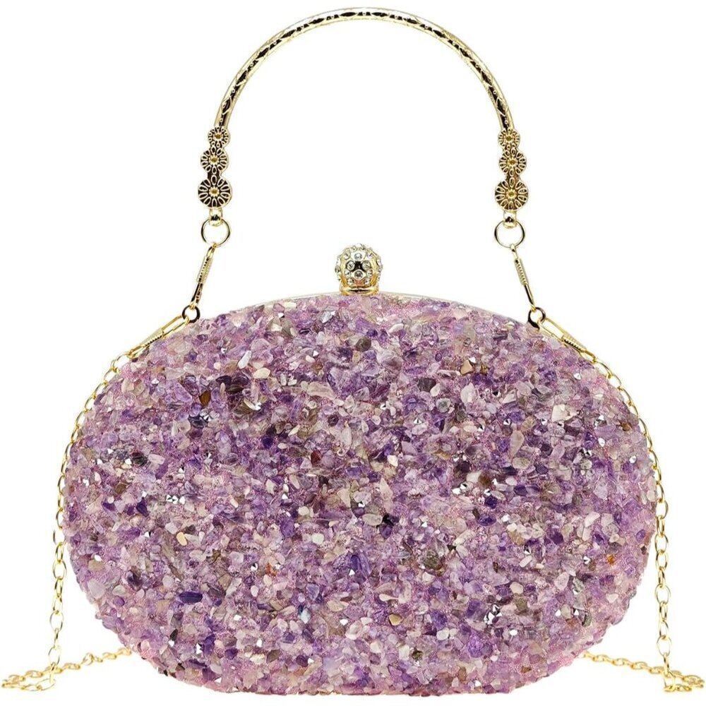 Women's Sequin Rhinestone Clutch Purse Crossbody Bag Evening Bridal Wedding